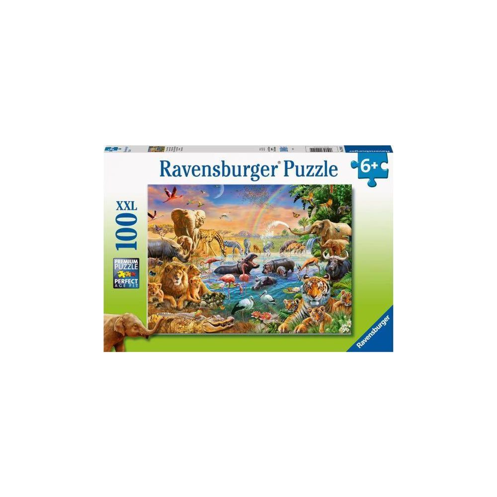 Produktbild för Ravensburger Savannah Jungle Waterhole, 100 styck, Djur, 6 Å...