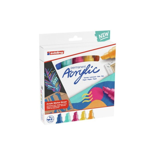 edding Edding 5000 Acrylic Marker Broad, Blå, Orange, Lila, Turkos,...