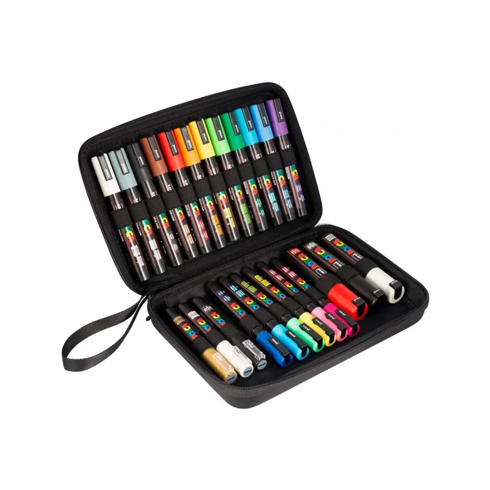 Produktbild för POSCA presentförpackning, 24 st. olika färger och linjebredd...