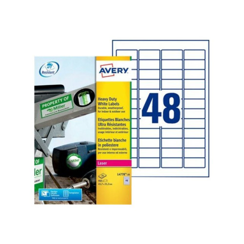 AVERY Avery Heavy Duty Laser Labels - etiketter - 960 etikett (er) - 45.7 x 21.2 mm