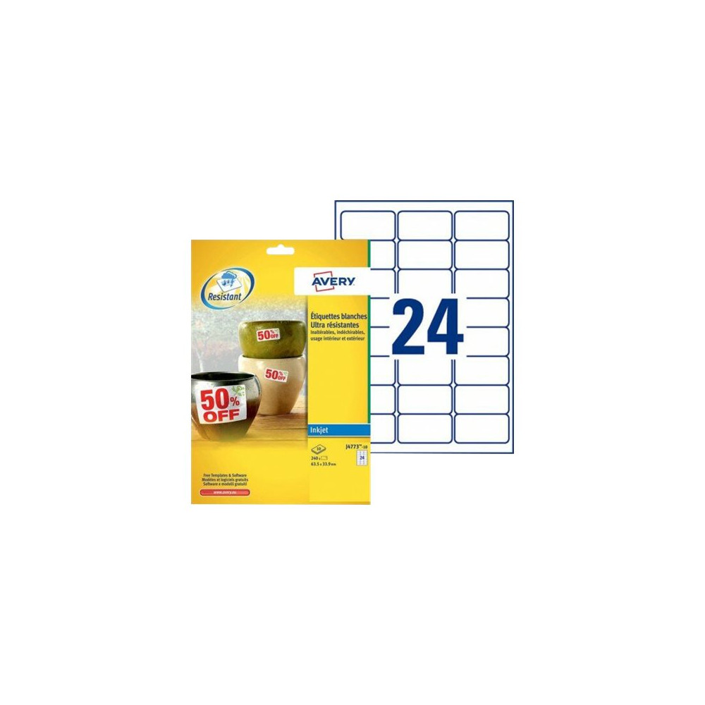 Produktbild för Avery J4773 - etiketter - 240 stk - 33.9 x 63.5 mm