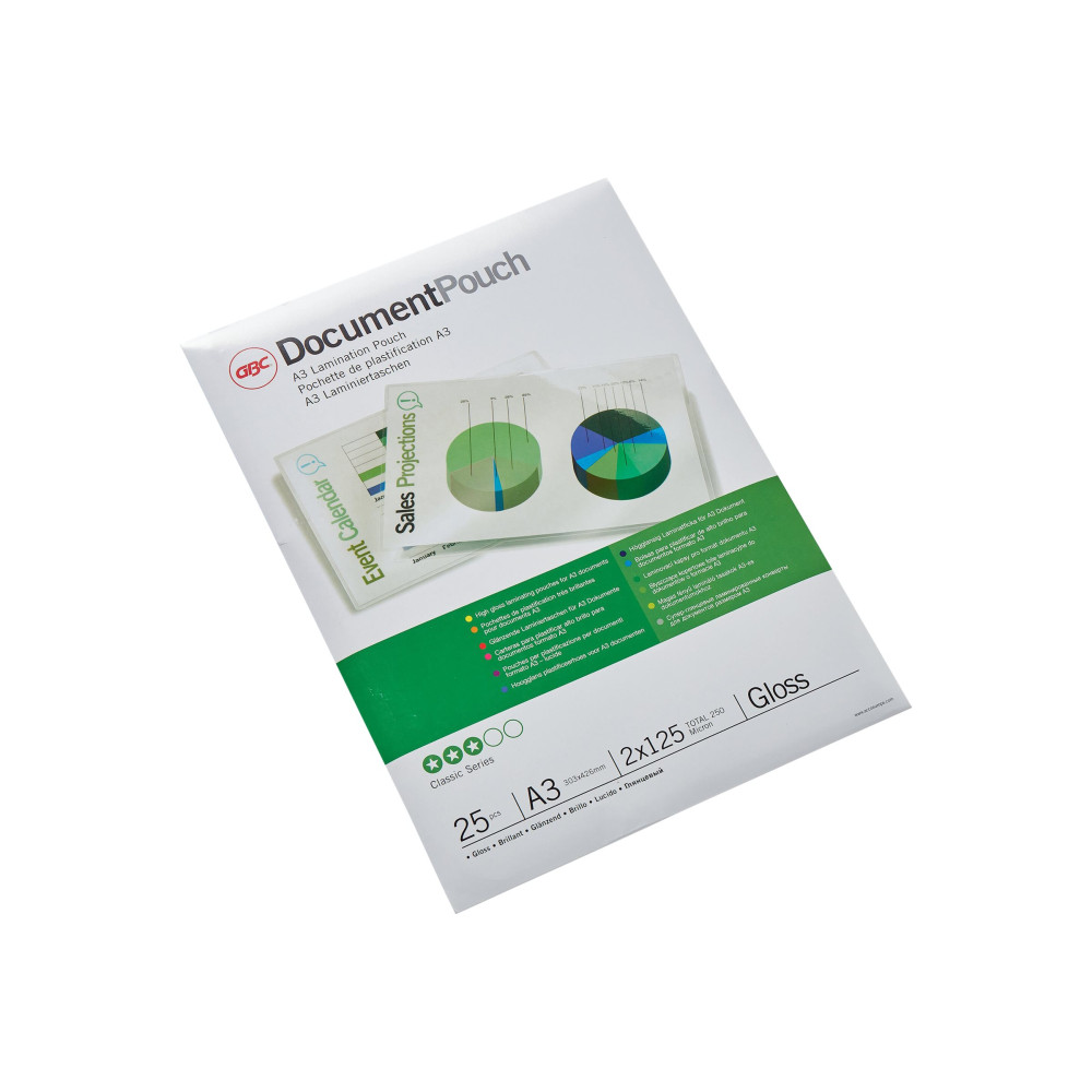 Produktbild för GBC Document Laminating Pouch - 25-pack - glättat - 303 x 426 mm - lamineringsfickor