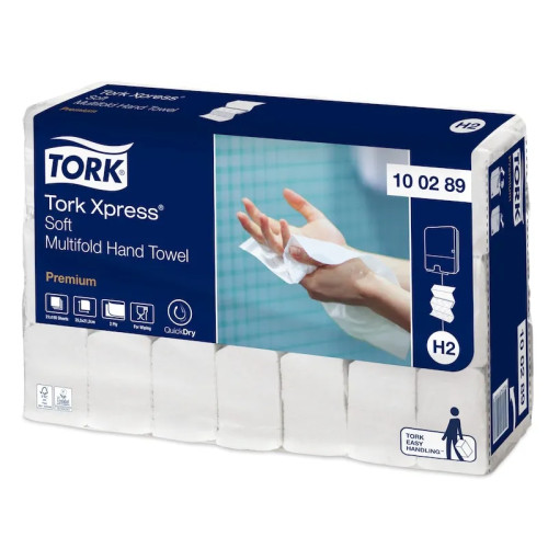 TORK Tork Premium H2 - pappershandduk - 150 ark - invikt - vit, lövmönster