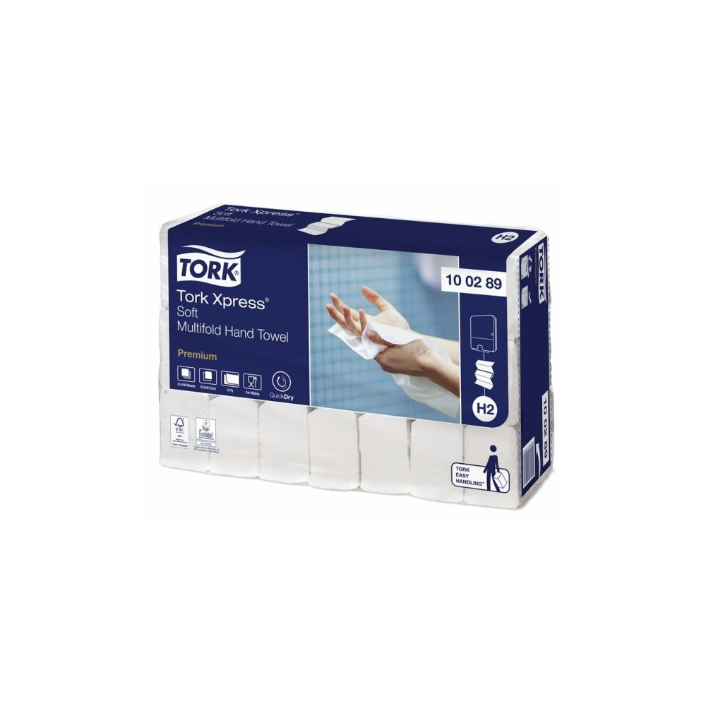 Produktbild för Tork Premium H2 - pappershandduk - 150 ark - invikt - vit, lövmönster
