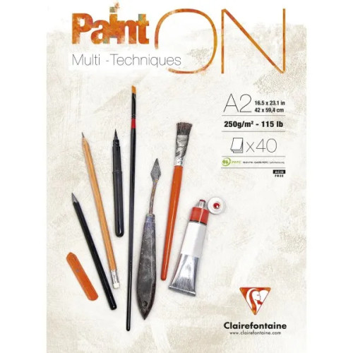 Clairefontaine Clairefontaine Paint-On block A2 250 g 40 ark vitt papper mu...