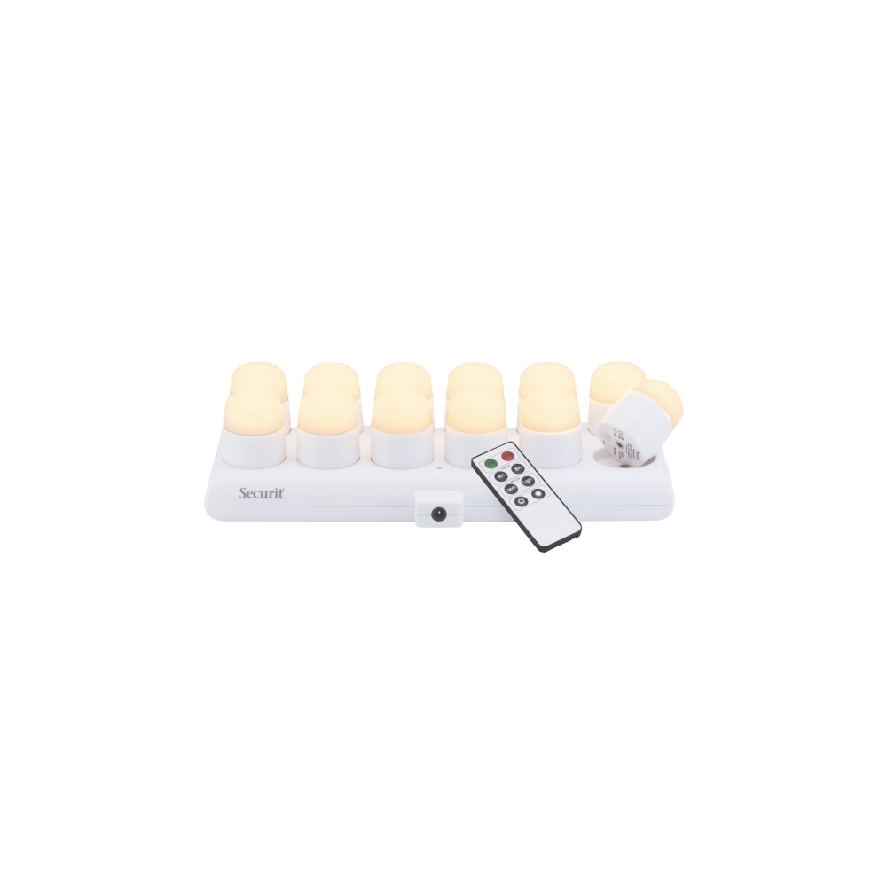 Produktbild för Securit® AMSTERDAM LED värmeljus 12 st. + laddare, vitt ljus