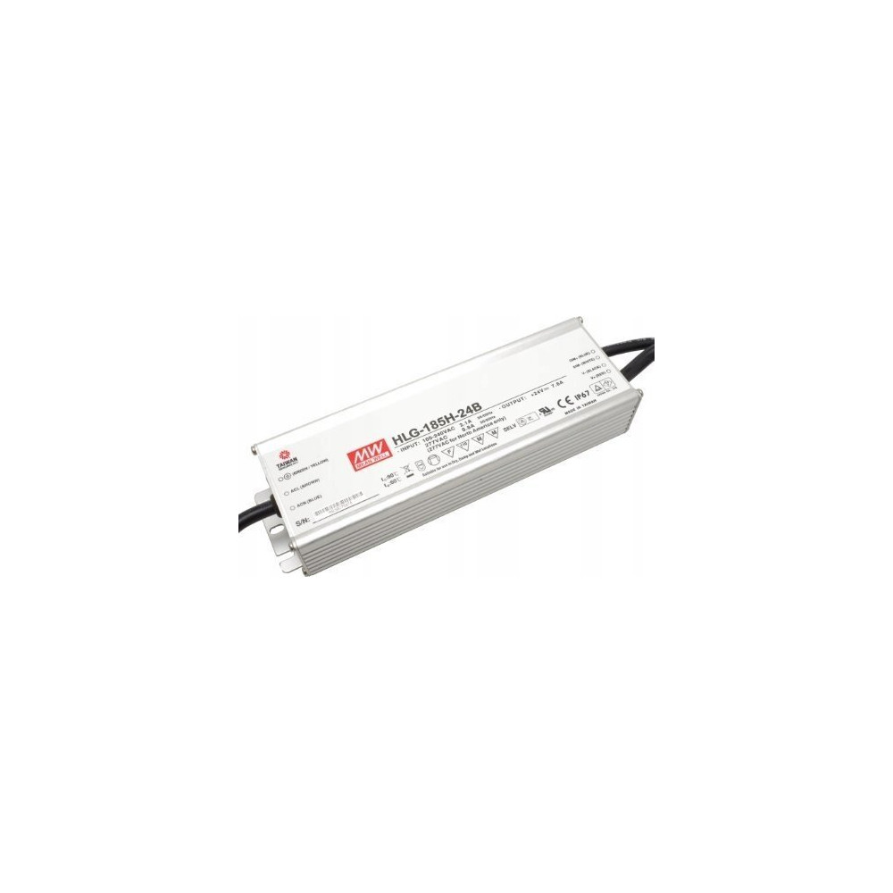 Produktbild för MEAN WELL HLG-185H-24B, 187,2 W, IP65, 62000 h, -40