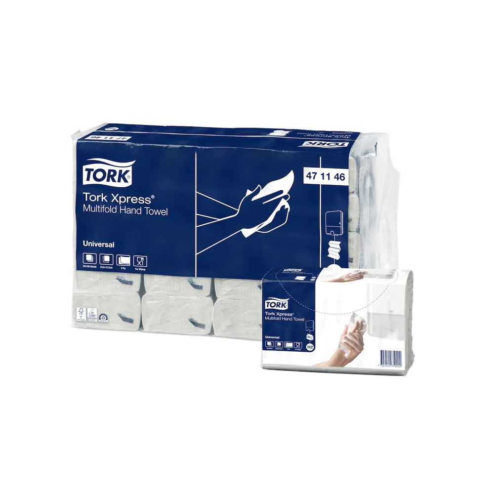 Produktbild för Tork Xpress Universal H2 - handduk - 190 ark - flerfaldig - vit