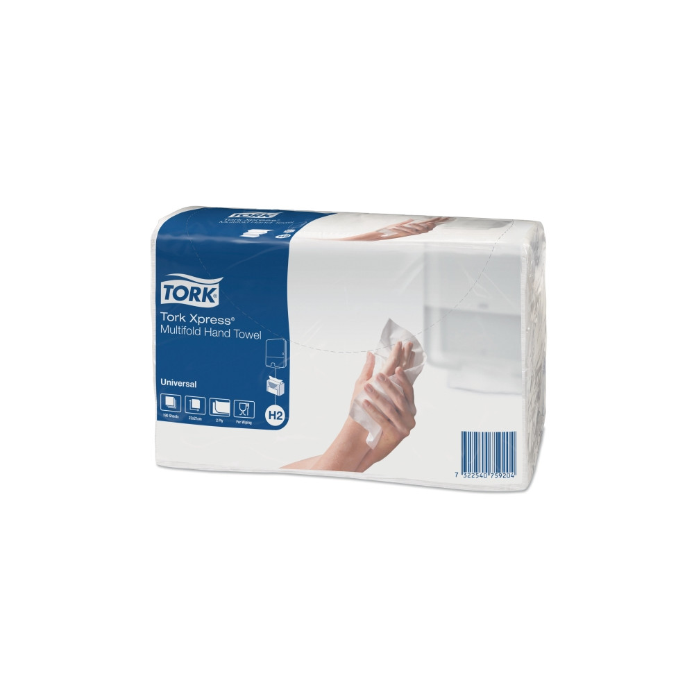 Produktbild för Tork Xpress Universal H2 - handduk - 190 ark - flerfaldig - vit