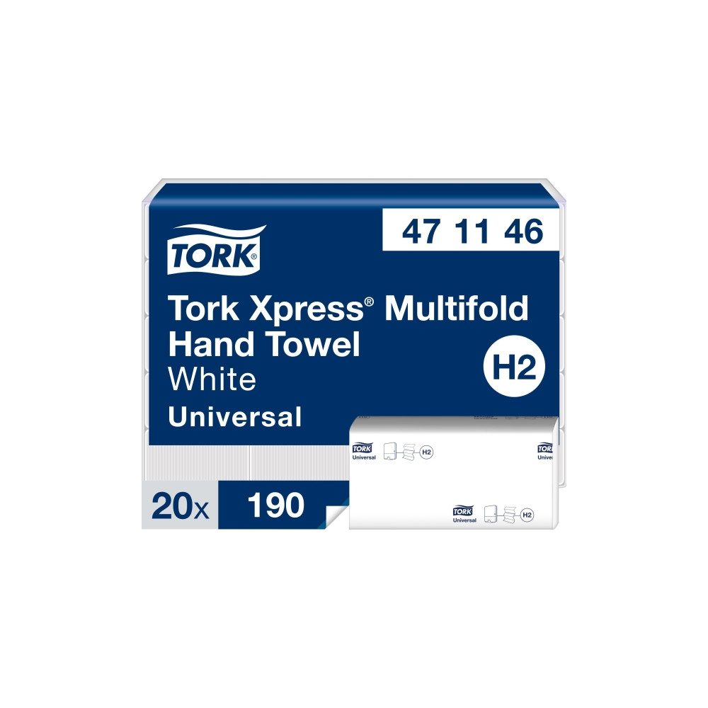 Produktbild för Tork Xpress Universal H2 - handduk - 190 ark - flerfaldig - vit