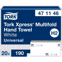 Produktbild för Tork Xpress Universal H2 - handduk - 190 ark - flerfaldig - vit