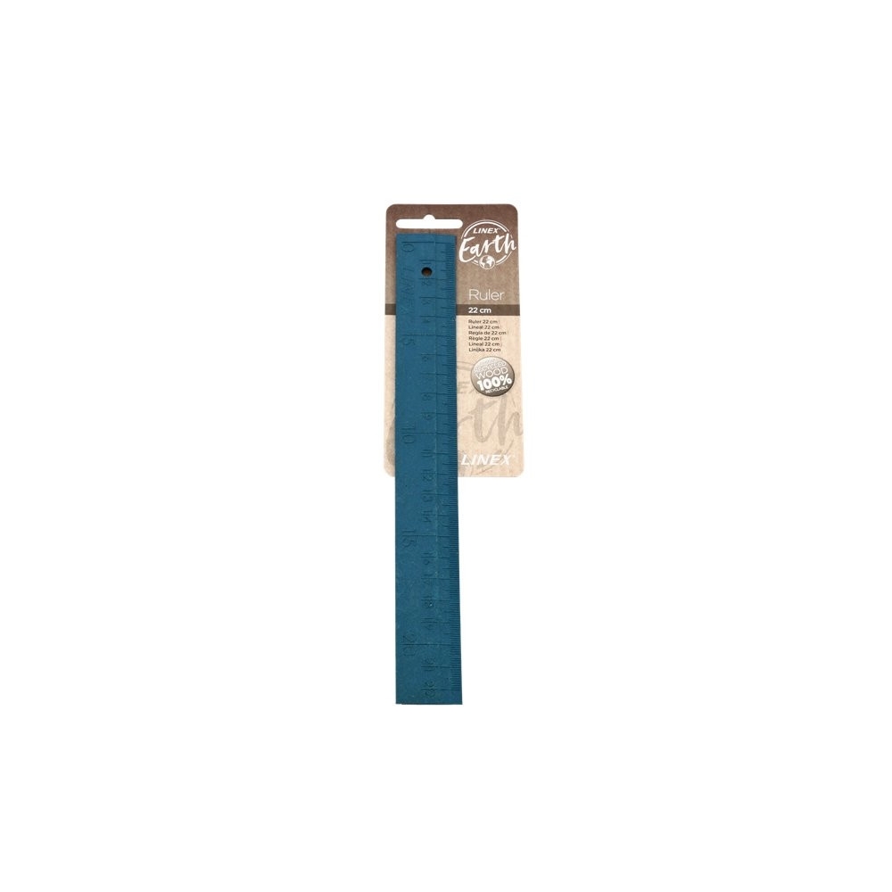 Produktbild för Linex 400132509, Skrivbordslinjal, Trä, Blå, 250 mm, 10 mm,...