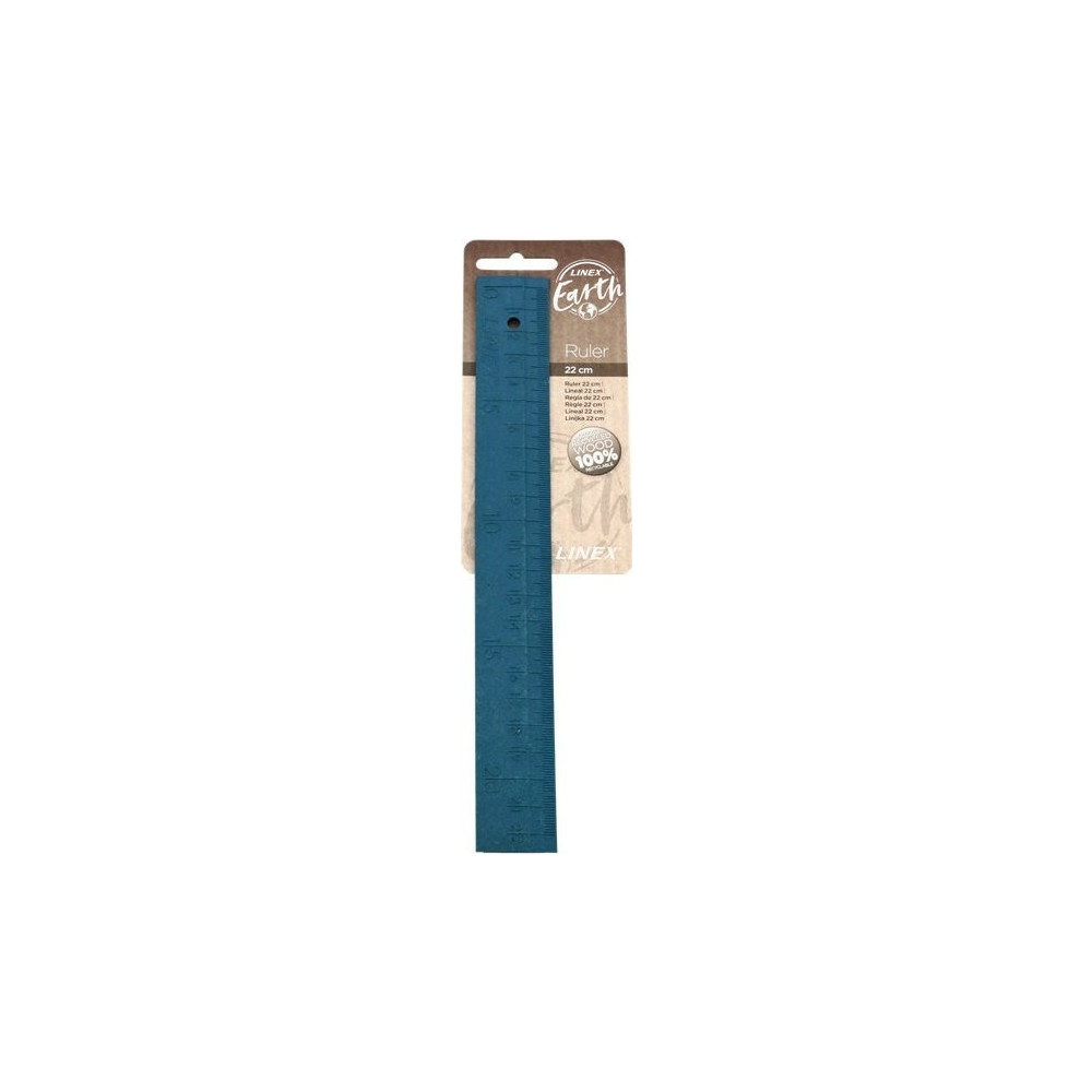 Produktbild för Linex 400132509, Skrivbordslinjal, Trä, Blå, 250 mm, 10 mm,...
