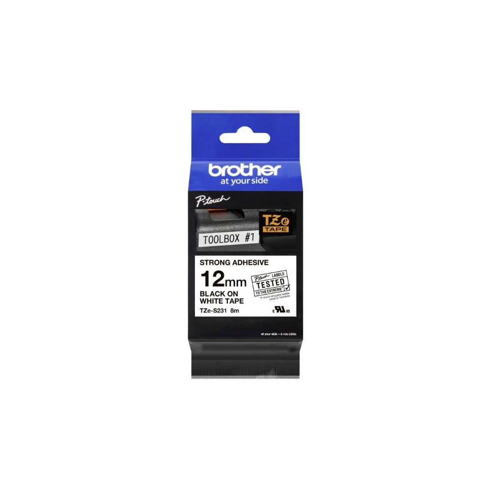 Produktbild för Brother TZe-S231 - bandlaminat - 1 kassett(er) - Rulle (1,2 cm x 8 m)
