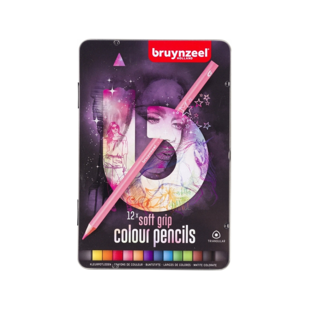 Produktbild för BRUYNZEEL SAKURA soft grip färgpennor i etui light | 12 färg...