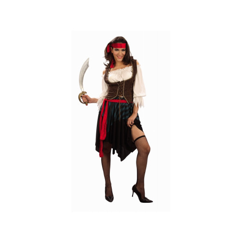 Ciao Piratkostym Deluxe (skjorta, väst, kjol, halsduk och pannban...