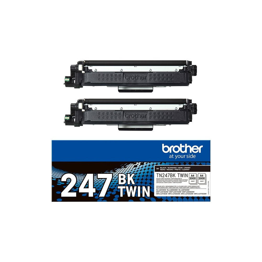 Produktbild för Brother TN247BK TWIN - 2-pack - Lång livslängd - svart - original - tonerkassett