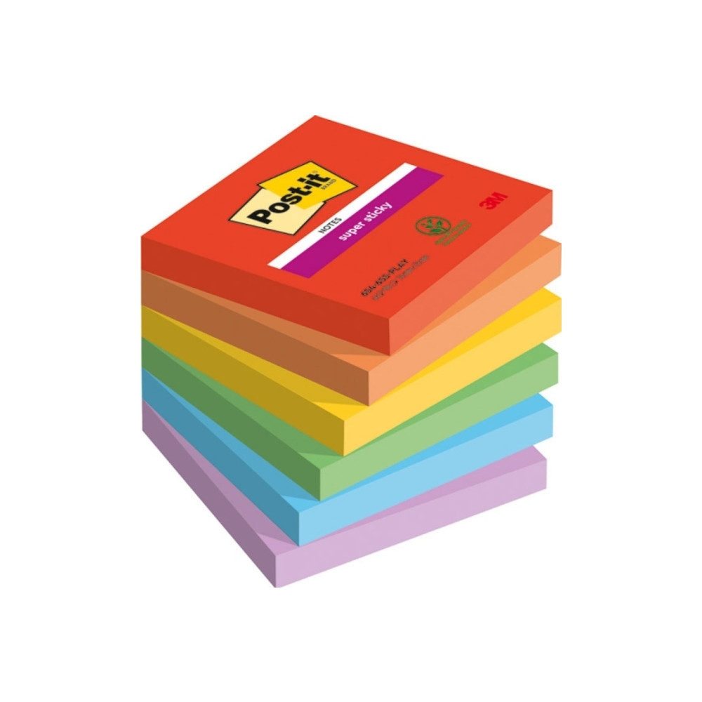 Produktbild för Post-It Super Sticky Notes Playful, 76 x 76 mm, pakke a 6 st...