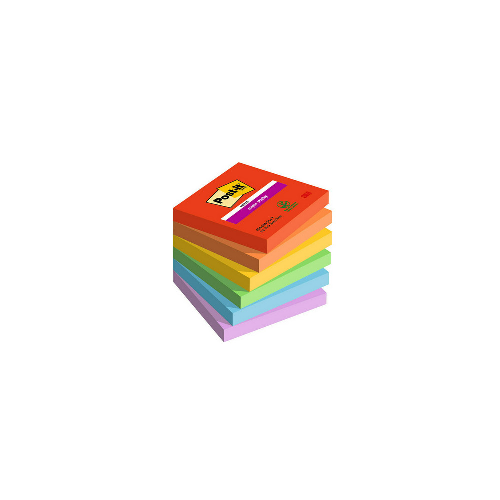 Produktbild för Post-It Super Sticky Notes Playful, 76 x 76 mm, pakke a 6 st...