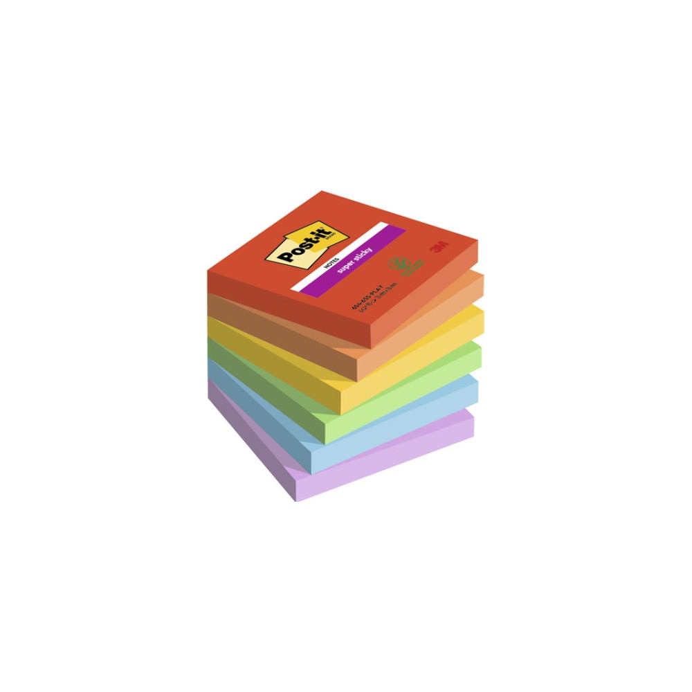 Produktbild för Post-It Super Sticky Notes Playful, 76 x 76 mm, pakke a 6 st...
