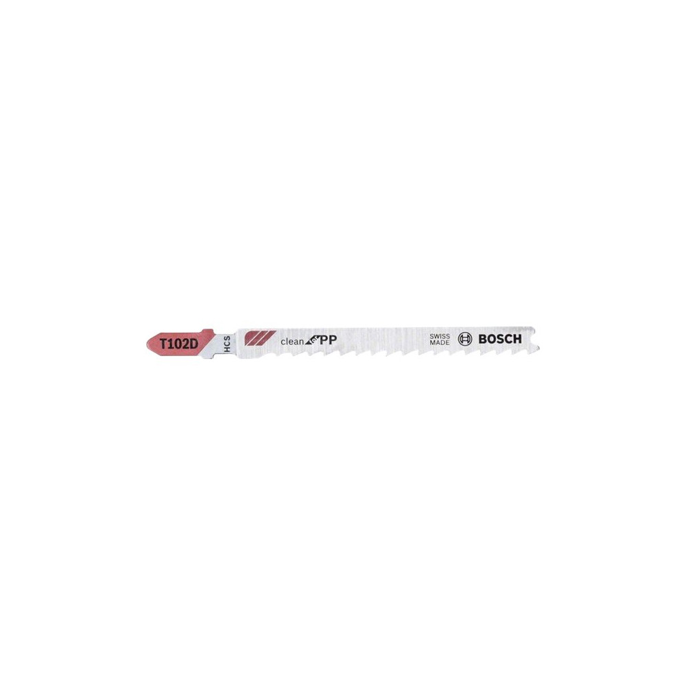 Produktbild för Bosch clean for PP T 102 D - sticksågblad - för polypropylen (PP), polyetylen (PE) (paket om 5)