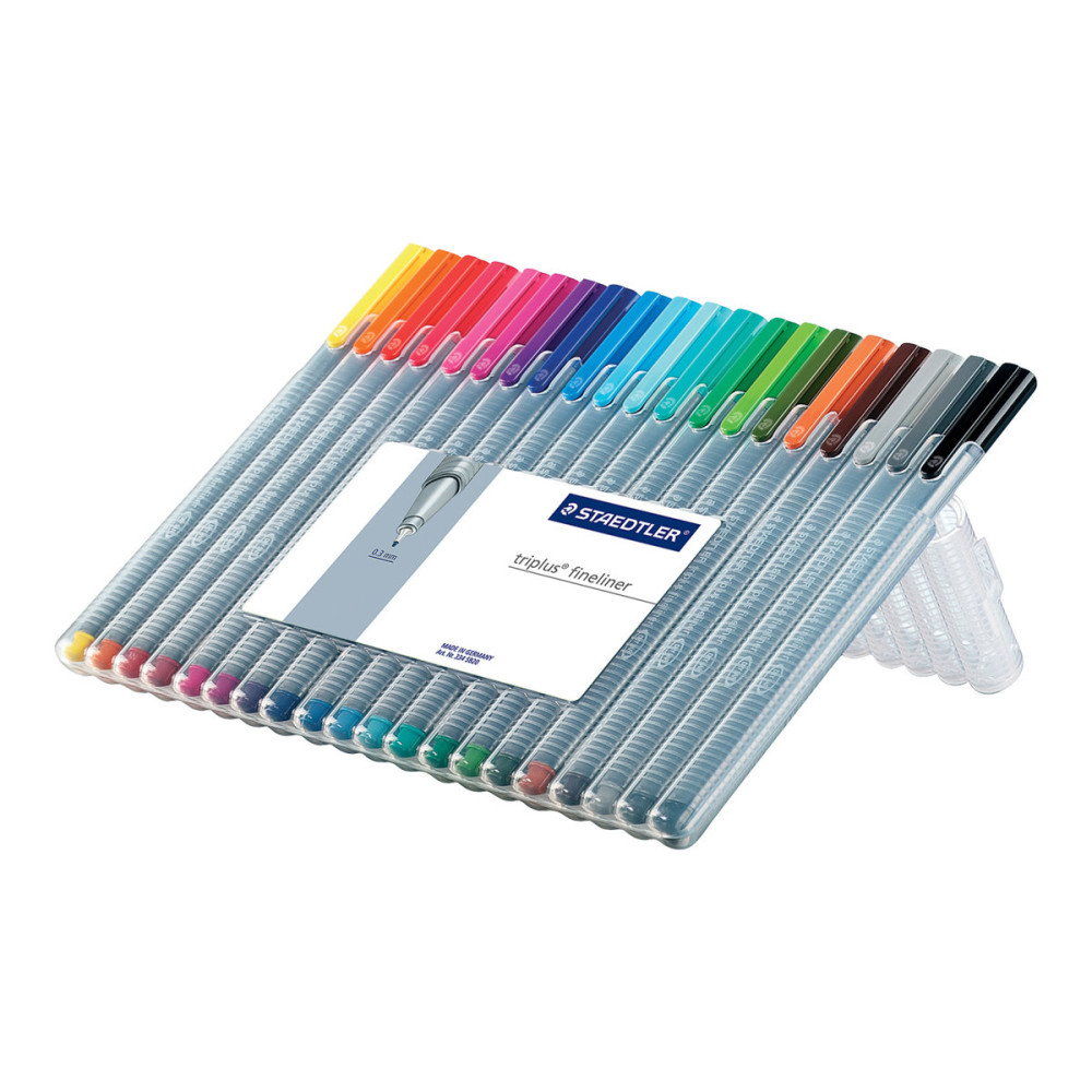 Produktbild för STAEDTLER triplus 334 - fineliner - svart, röd, blå, grön, ljusblå, gul, orange, brun, violett, magenta, grå, olivgrön, Van Dyck-brun, silvergrå, mörkt malvafärgad, pilgrön, vinröd, vattenblå, cyan, fransk grön (paket om 20)