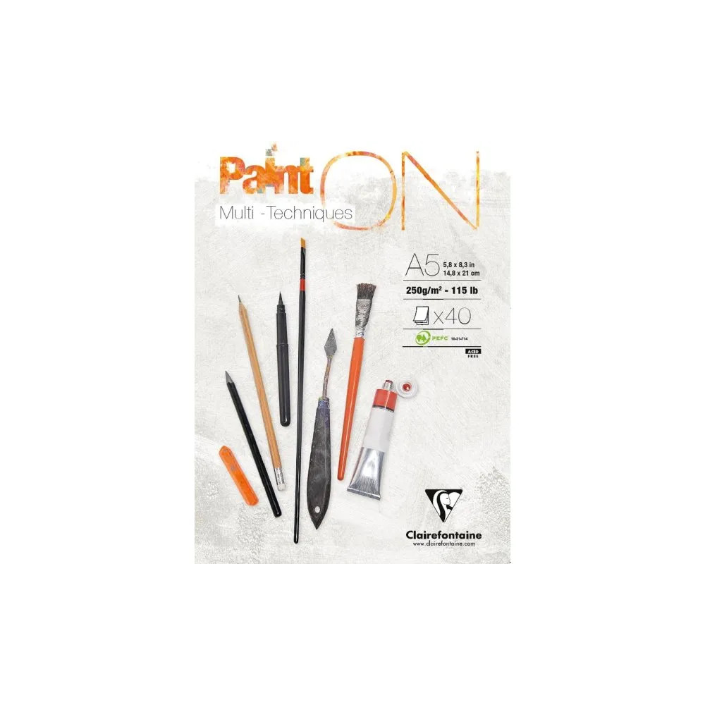 Produktbild för Paint-On block A5 250 g, 40 ark vitt papper, multi-teknik, t...