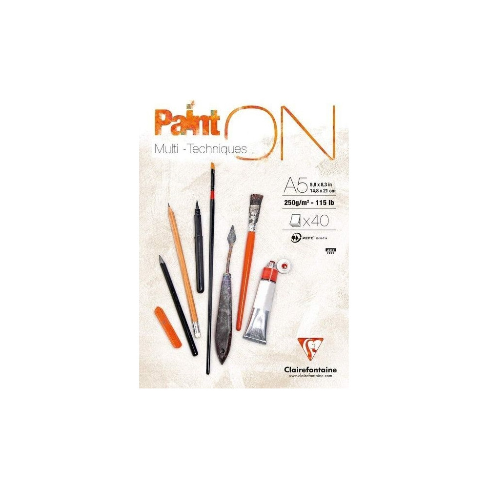 Produktbild för Paint-On block A5 250 g, 40 ark vitt papper, multi-teknik, t...