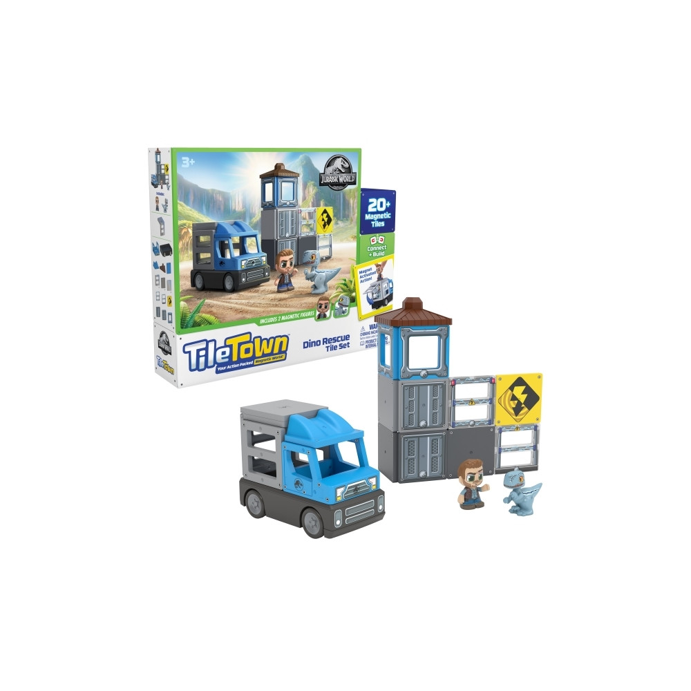 Produktbild för Tile Town Jurassic World Dino Räddning, Magnetiskt byggset 2...
