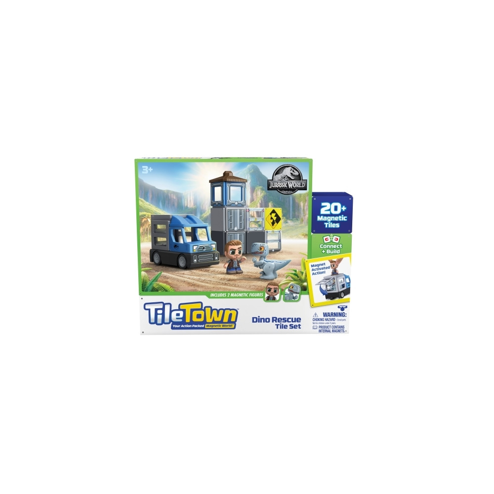 Produktbild för Tile Town Jurassic World Dino Räddning, Magnetiskt byggset 2...