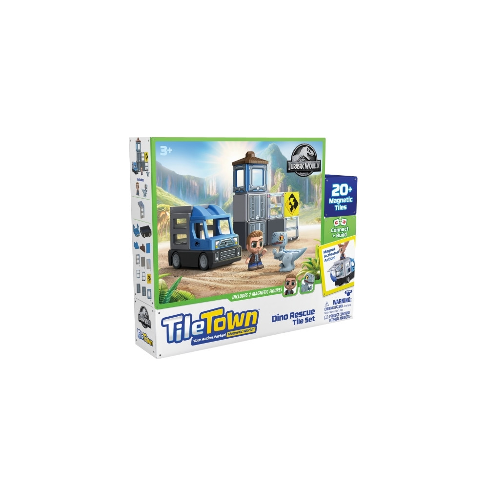 Produktbild för Tile Town Jurassic World Dino Räddning, Magnetiskt byggset 2...