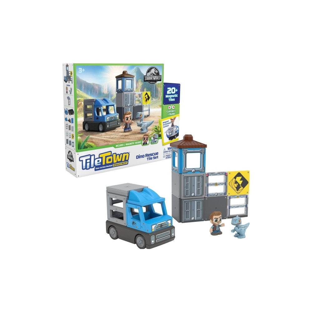 Produktbild för Tile Town Jurassic World Dino Räddning, Magnetiskt byggset 2...