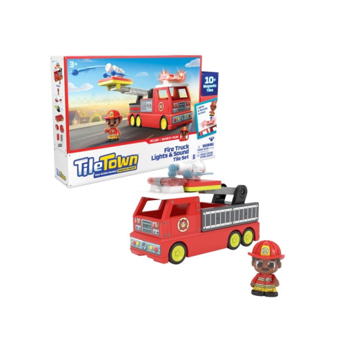 Tile Town Tile Town Brandbil, Magnetiskt Bygg Lekset med Ljus och Ljud...