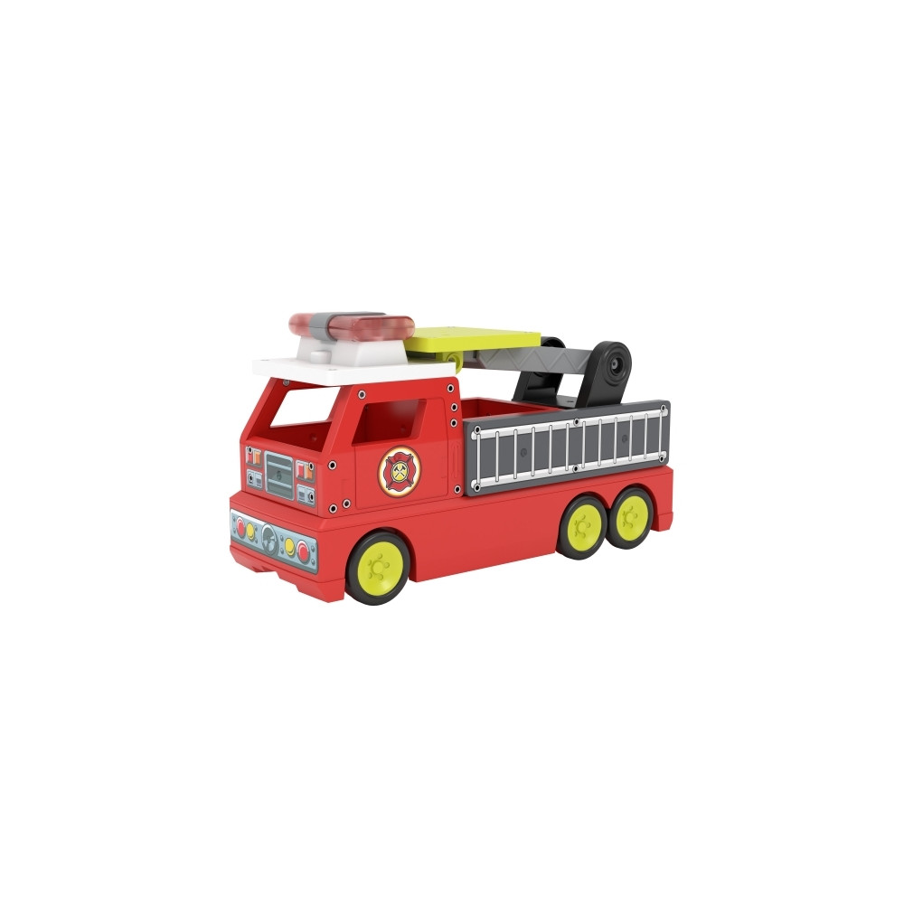 Produktbild för Tile Town Brandbil, Magnetiskt Bygg Lekset med Ljus och Ljud...