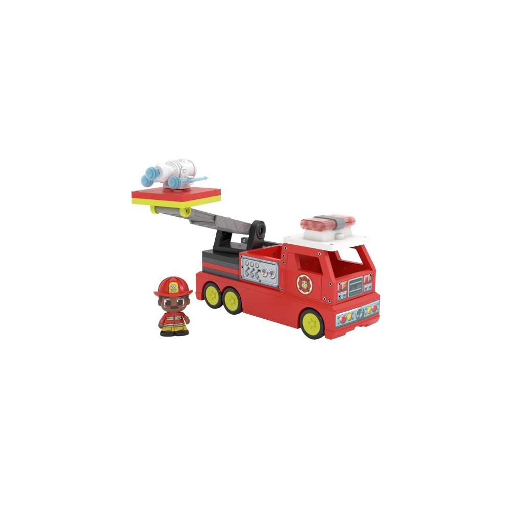 Produktbild för Tile Town Brandbil, Magnetiskt Bygg Lekset med Ljus och Ljud...