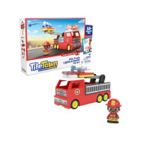 Produktbild för Tile Town Brandbil, Magnetiskt Bygg Lekset med Ljus och Ljud...