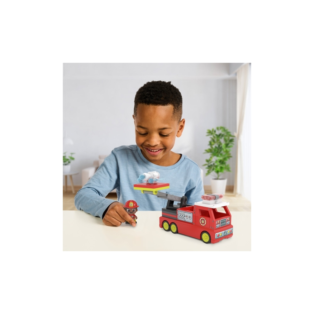 Produktbild för Tile Town Brandbil, Magnetiskt Bygg Lekset med Ljus och Ljud...
