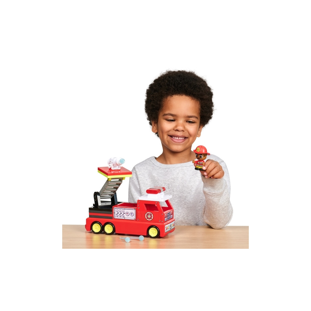 Produktbild för Tile Town Brandbil, Magnetiskt Bygg Lekset med Ljus och Ljud...