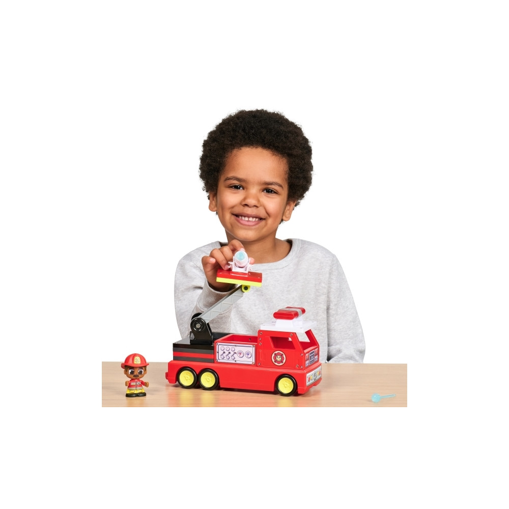 Produktbild för Tile Town Brandbil, Magnetiskt Bygg Lekset med Ljus och Ljud...