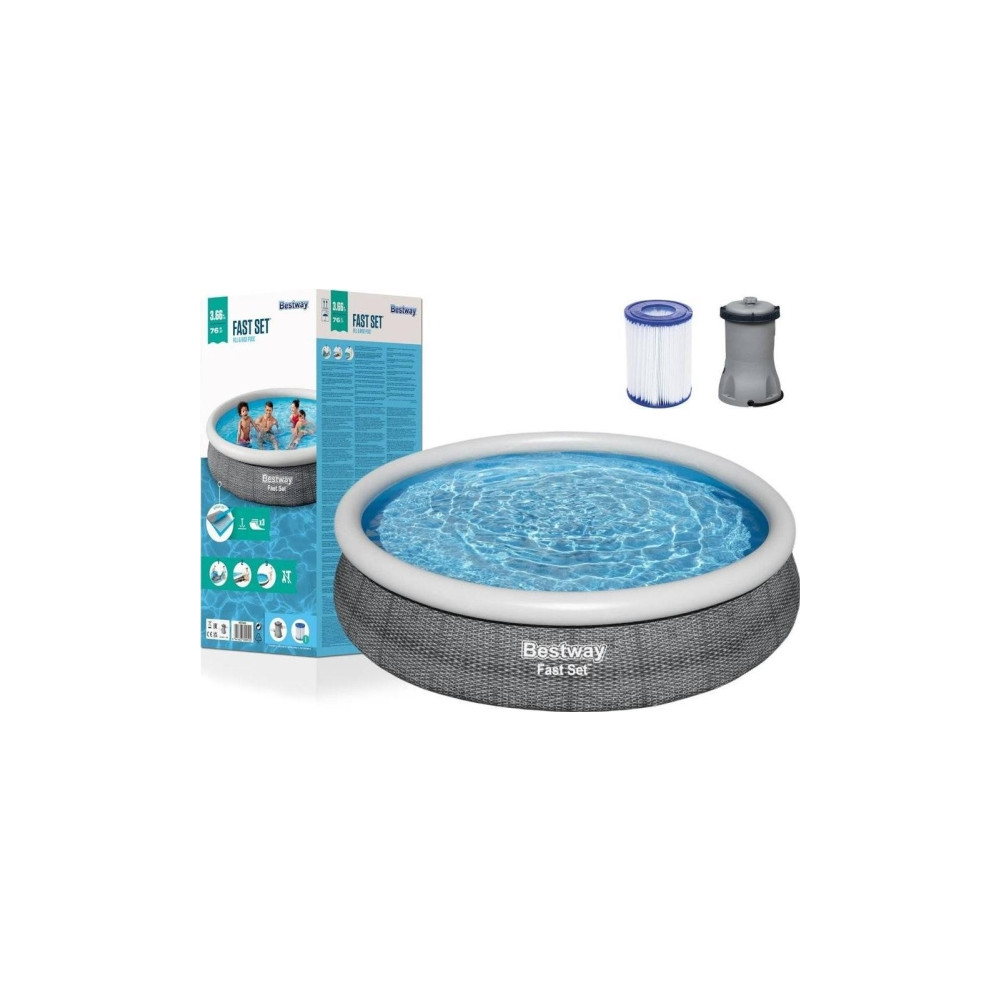 Produktbild för Bestway® Fast Set™ Round Inflatable Pool Set 3.66 m x 76 cm...