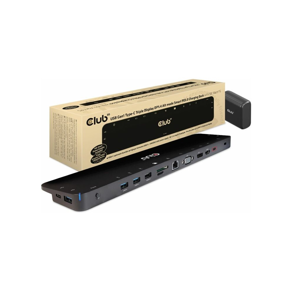 Produktbild för Club 3D CSV-1565 - dockningsstation - USB-C - VGA, HDMI, DP - 1GbE