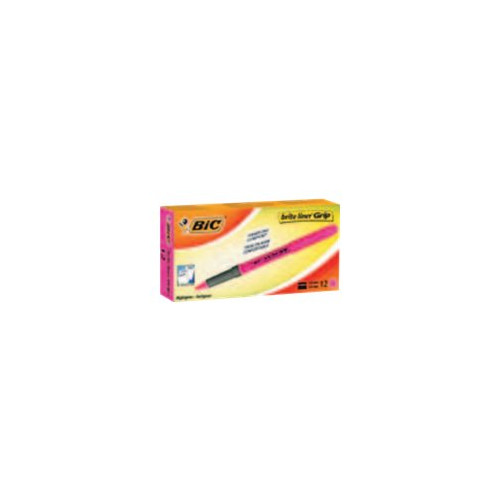 BIC BIC brite liner Grip - överstrykningspenna - fluorescerande rosa (paket om 12)