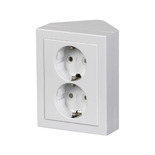 ABB ABB Impressivo vägguttag med 2 uttag, komplett för hörn, vit...