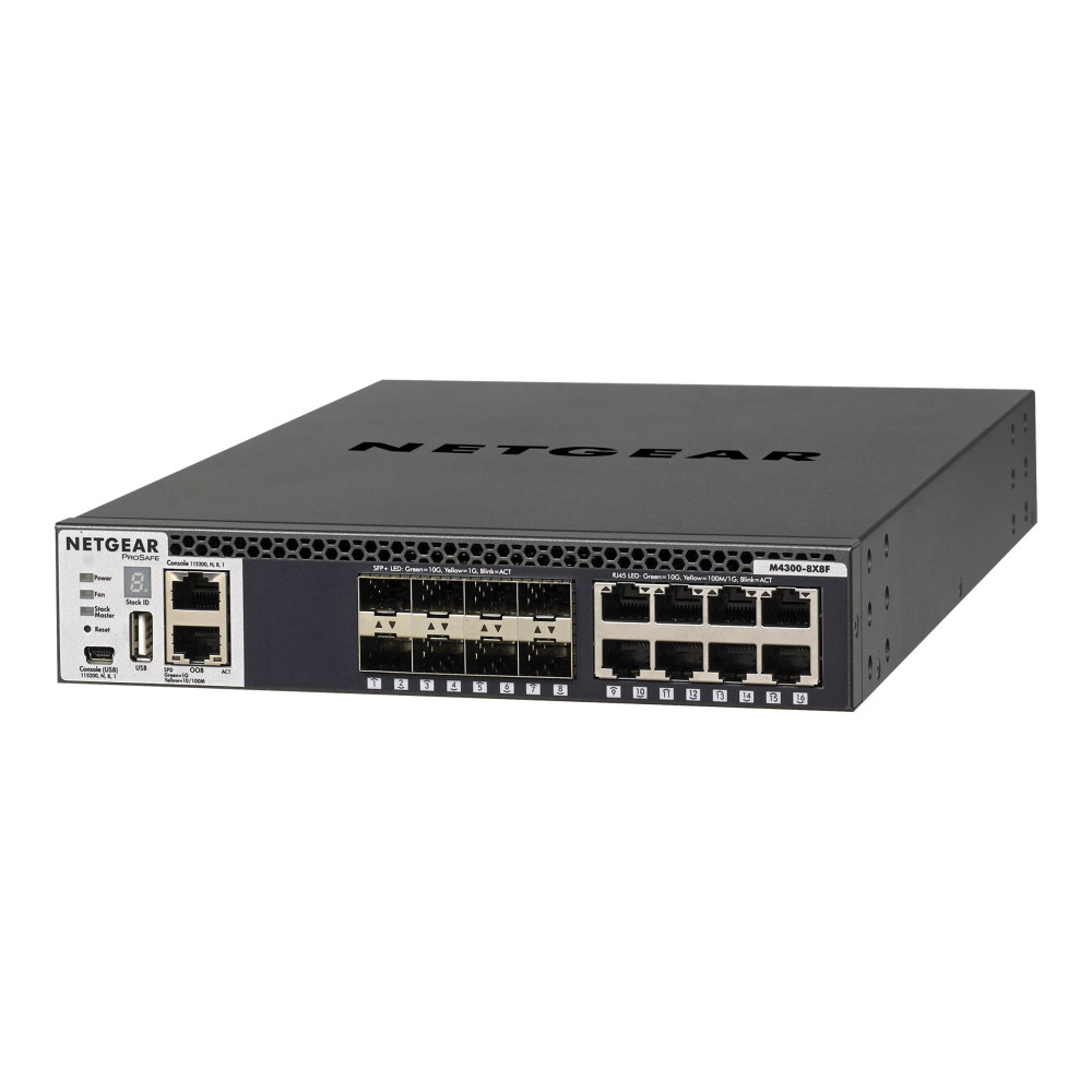 Produktbild för NETGEAR M4300-8X8F - switch - 16 portar - Administrerad - rackmonterbar