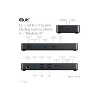 Produktbild för Club 3D 16-in-1 - dockningsstation - USB-C / USB4 / Thunderbolt 3 / Thunderbolt 4 - 2 x Thunderbolt 4, 3 x DP, 2 x HDMI - 2.5GbE
