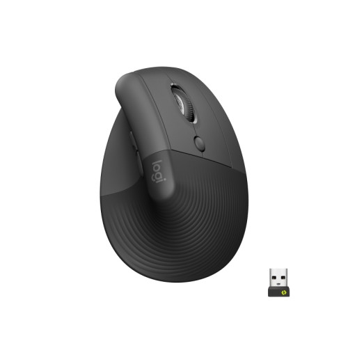 Logitech Logitech Lift Vertical Ergonomic Mouse - vertikal mus - Bluetooth, 2.4 GHz - grafit