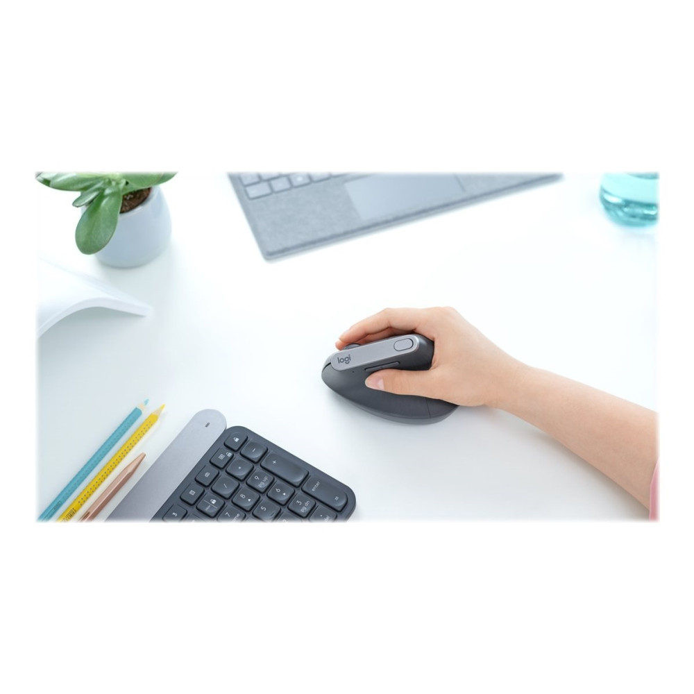 Produktbild för Logitech Lift Vertical Ergonomic Mouse - vertikal mus - Bluetooth, 2.4 GHz - grafit