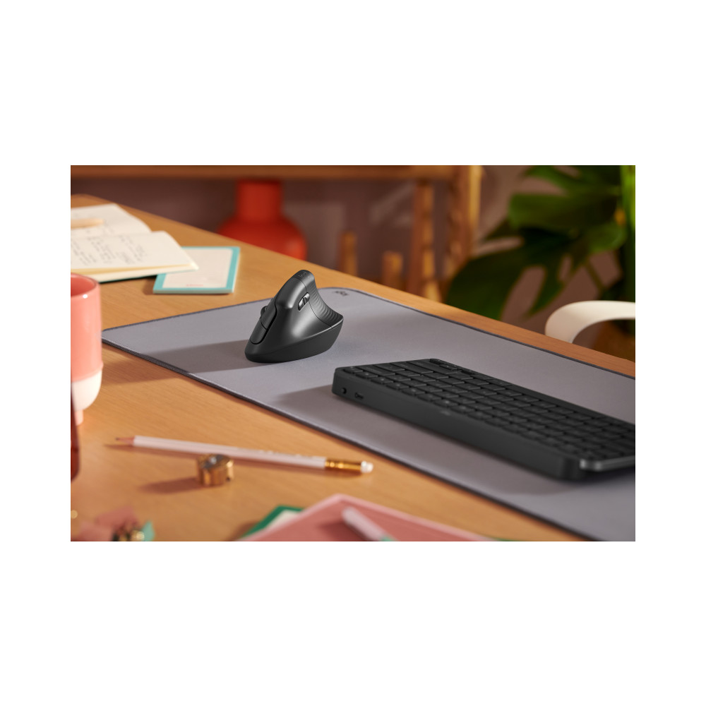 Produktbild för Logitech Lift Vertical Ergonomic Mouse - vertikal mus - Bluetooth, 2.4 GHz - grafit