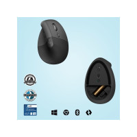 Produktbild för Logitech Lift Vertical Ergonomic Mouse - vertikal mus - Bluetooth, 2.4 GHz - grafit
