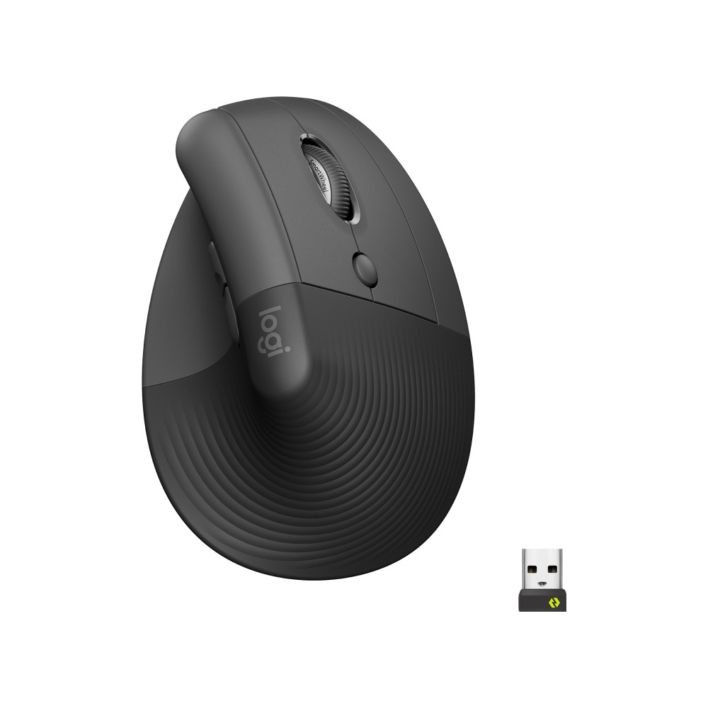 Produktbild för Logitech Lift Vertical Ergonomic Mouse - vertikal mus - Bluetooth, 2.4 GHz - grafit